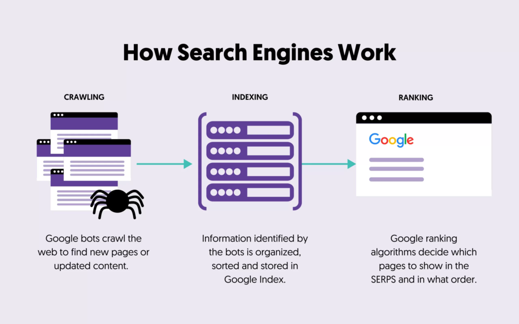 Working of search engines- crawling, indexing, ranking